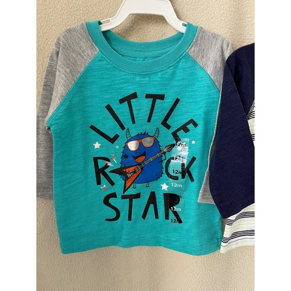 Peanut & Ollie Long Sleeve Striped & Little Rock Star Monster T-Shirts - 2-Pc Se - Picture 6 of 12